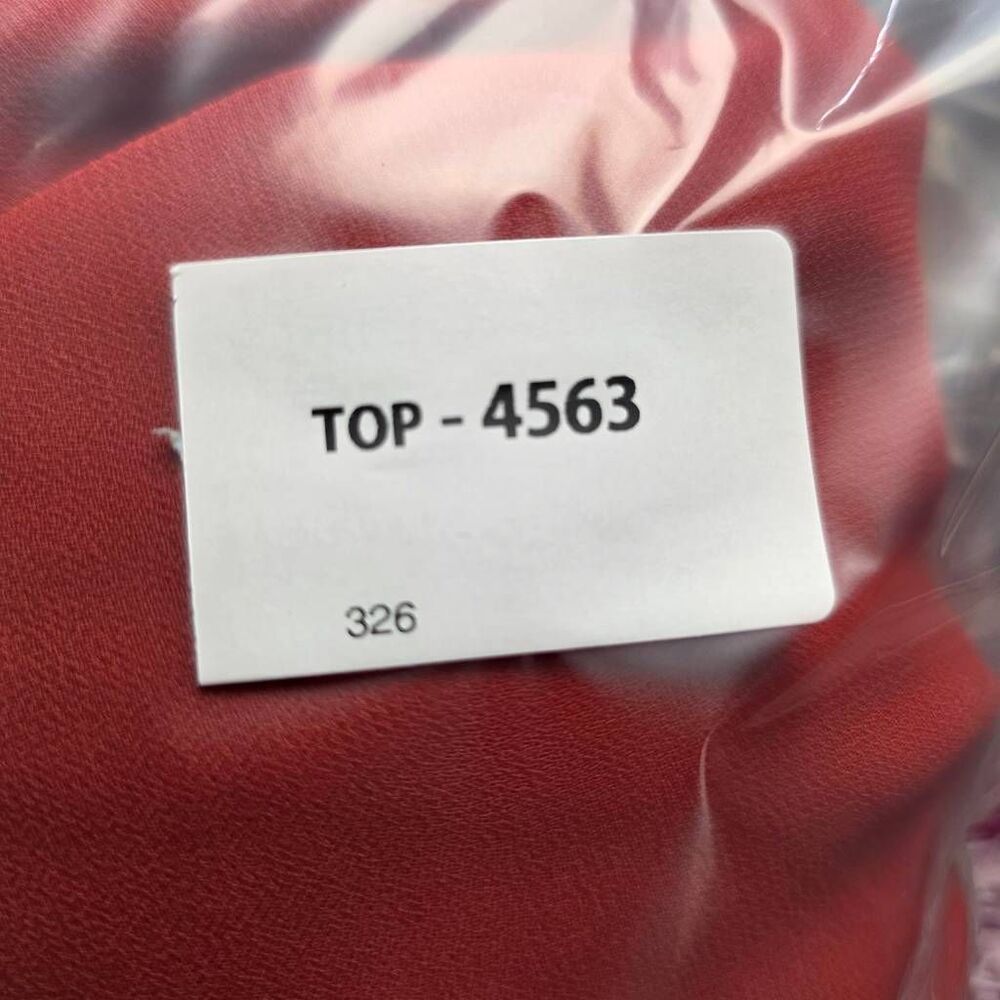 Anne Klein Sheer Blouse Coral XL Tie Sleeve - Picture 9 of 9